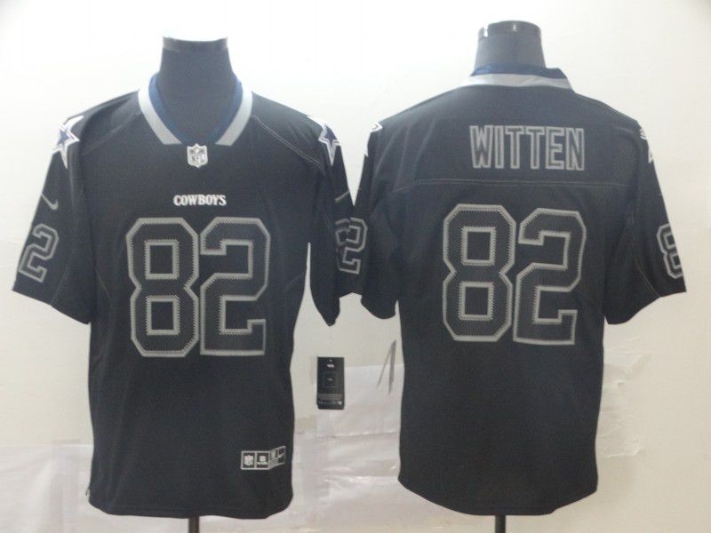 Men Dallas cowboys #82 Witten Black Nike Lights Out Black Color Rush Limited Jersey